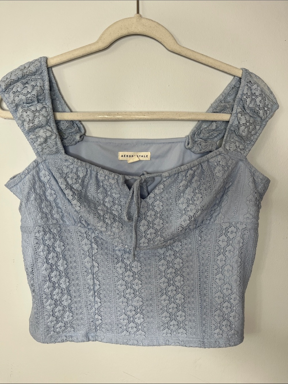 Babydoll Top Womens Large Fairy Aeropostale Blue Lace Coquette Angel Whimsy Crop